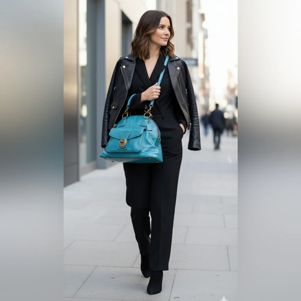 Coach 2008 Limited Edition Francine Turnlock Satchel Turquoise Legacy Lining